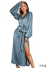 Satin Blue Maxi Dress